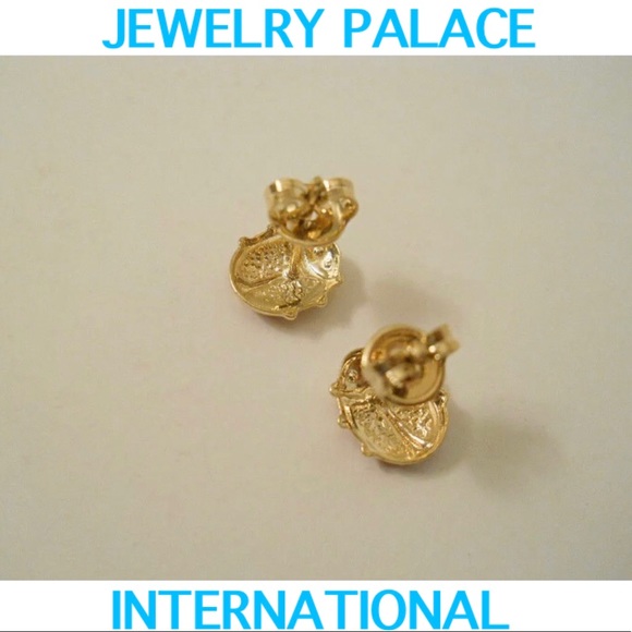 14K Gold Filled Three Tone Ladybug Stud Earrings. - Picture 6 of 8